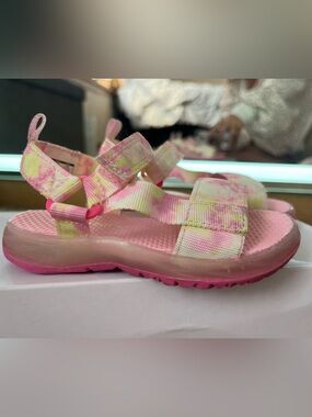 Carter's Light Up Pink & Yellow Tie-Dye Hook-and-Loop Sport Sandals